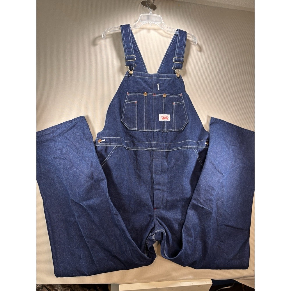 Round‎ House Bib Overalls Mens 36x30 Blue Canvas Workwear Heavy Duty Cotton NWOT